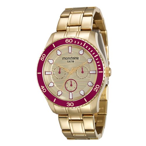 Relógio Feminino Multifunção Aço Dourado