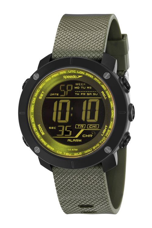 Relógio Speedo Masculino Digital LCD Negativo  PU Preto