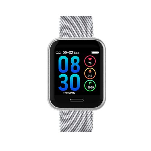 Relógio Smartwatch Malha de Aço Prata