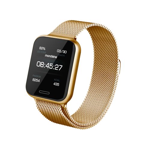 Relógio Smartwatch Malha de Aço Dourado
