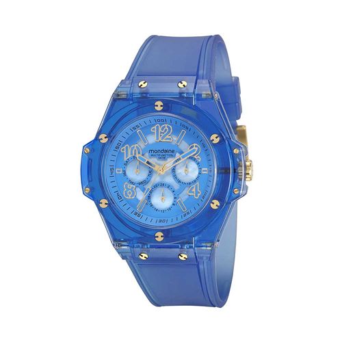 Relógio Feminino Multifunção Silicone Azul