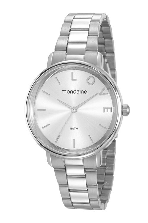 Kit Relógio Feminino Love com Pulseira Prata
