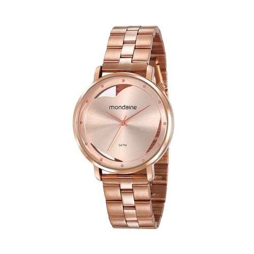 Kit Relógio Feminino Analógico com Pulseira Coração Rosé