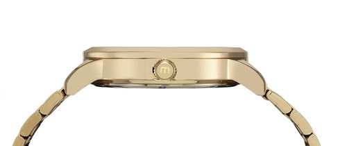 Relógio Masculino Visor Listrado Dourado