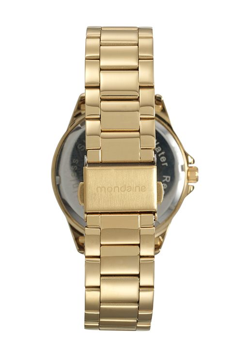 Relógio Feminino Clássico Aro Detalhado Dourado