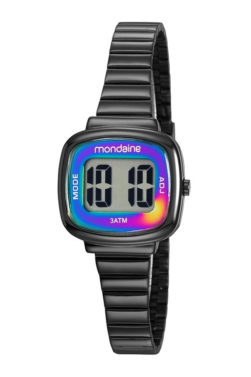 Kit Relógio Digital Com Broche Pride Coração e Arco íris