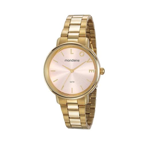 Kit Relógio Feminino Analógico com Pulseira Love Dourado