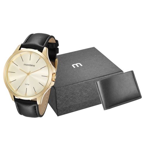 Kit Relógio Masculino Social Preto com Carteira