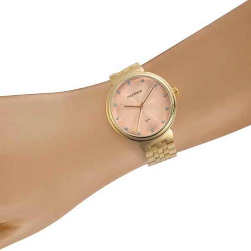 Relógio Feminino Visor Texturizado Dourado