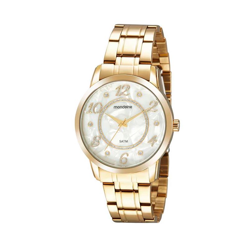 Relógio Feminino Dourado Cravejado Com Pedras Coloridas Mondaine  99095LPMVDE1 - Relógio Feminino Dourado Cravejado Com Pedras Coloridas  Mondaine 99095LPMVDE1 - MONDAINE