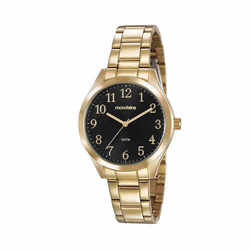 Relógio Feminino Visor Preto Dourado