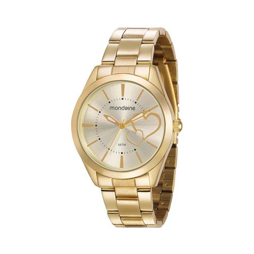 Relógio Feminino Coração Dourado