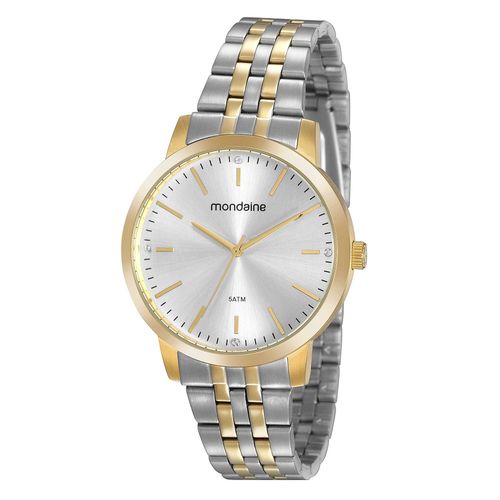 Relógio Feminino Casual Aço Prata e Dourado