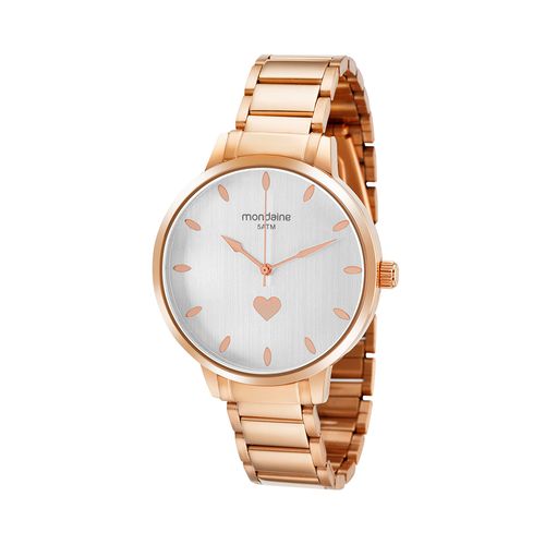 Kit Relógio Feminino Coração Rosé com Pulseira