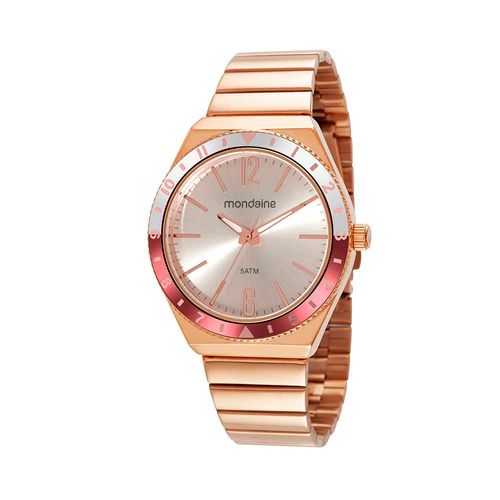 Relógio Feminino Catraca Bicolor Bracelete Rosé