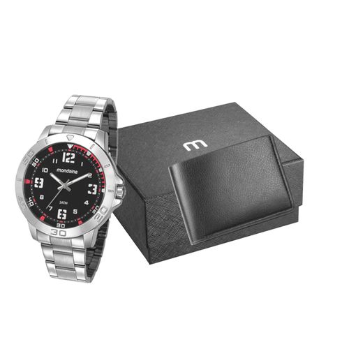 Kit Relógio Masculino Casual Prata