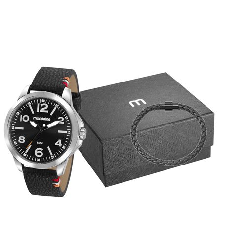 Kit Relógio Masculino Casual Preto