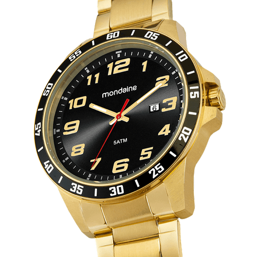 Relógio Masculino Calendário Casual Dourado