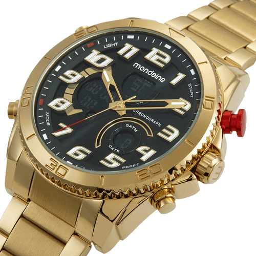 Relógio Masculino Anadigi Esportivo Dourado