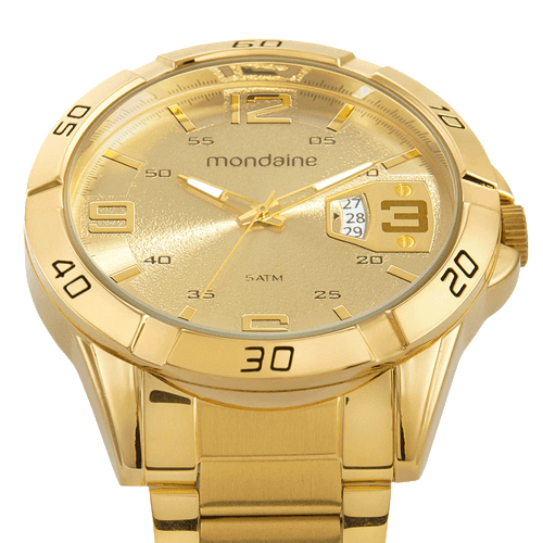 Relógio Masculino Calendário Casual Dourado