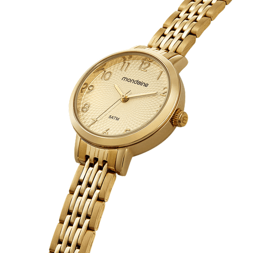 Relógio Feminino Visor Texturizado Dourado
