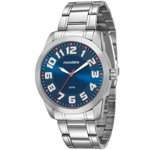 Relógio Masculino Visor Azul Casual Prata
