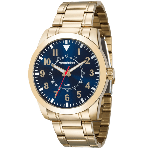 Relógio Masculino Visor Azul Dourado