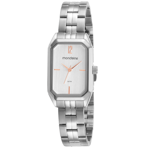 Relógio Feminino Retangular Social Prata