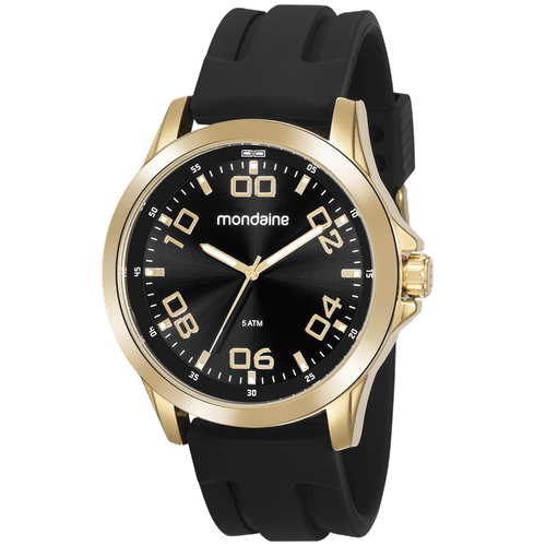 Relógio Masculino Esportivo Silicone Dourado e Preto