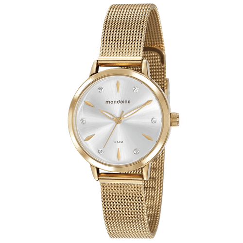 Relógio Feminino Malha de Aço Dourado