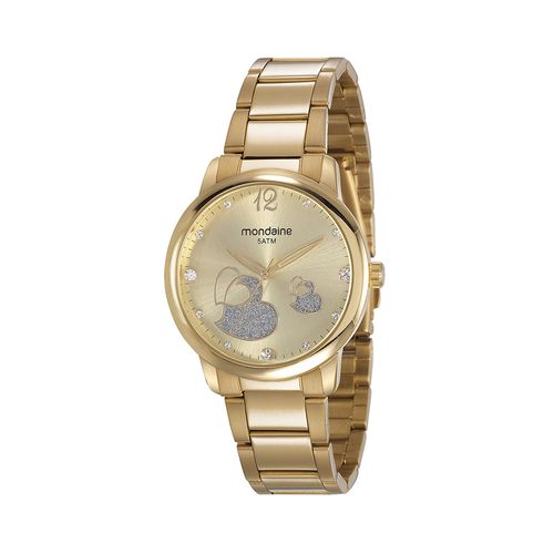 Relógio Feminino Corações Dourado
