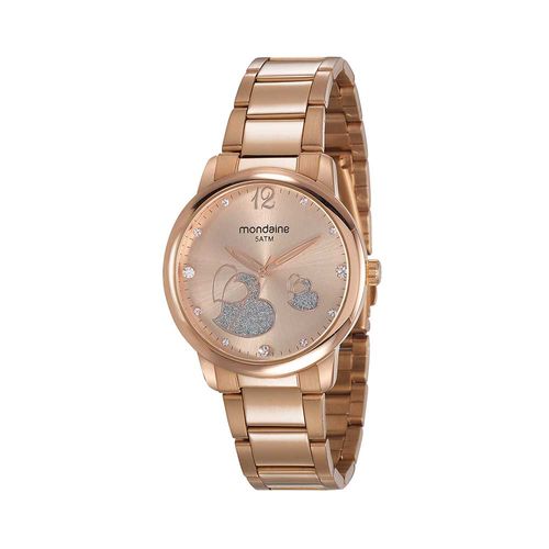 Relógio Feminino Corações Rosé