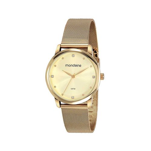 Relógio Feminino Malha de Aço Dourado