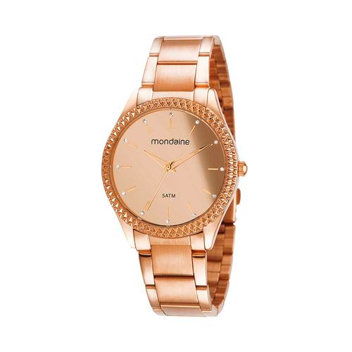 Relógio Feminino Espelhado Cristais Rosé