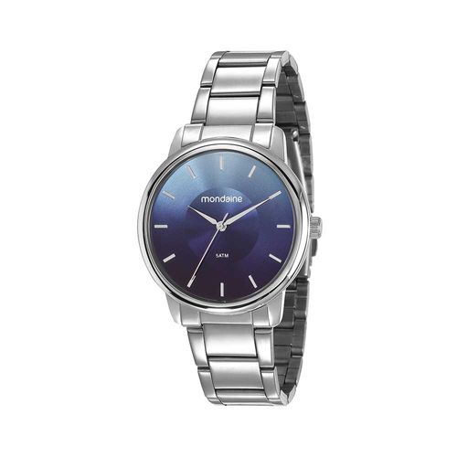 Relógio Feminino Visor Azul Degradê Prata
