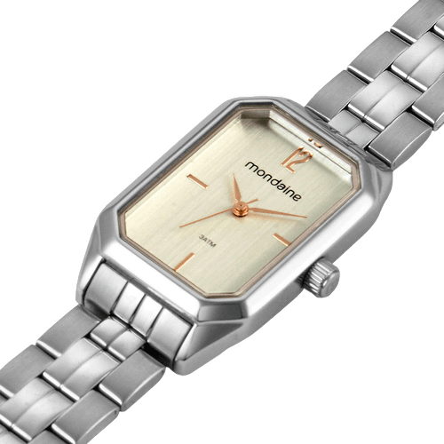 Relógio Feminino Retangular Social Prata