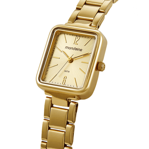Relógio Feminino Quadrado Casual Dourado