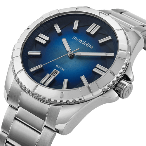 Relógio Masculino Visor Azul Prata