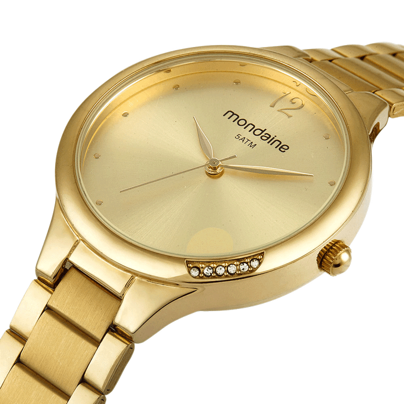 Relógio Feminino Mondaine Dourado Cristais Casual Analógico 99581LPMVDE2  Mulher Colar e Brincos - Relógio Feminino - Magazine Luiza