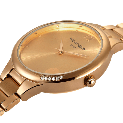 Relógio Feminino Cristais Coração Rosé