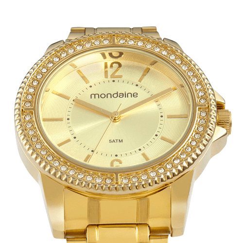Relógio Feminino Cristais Dourado