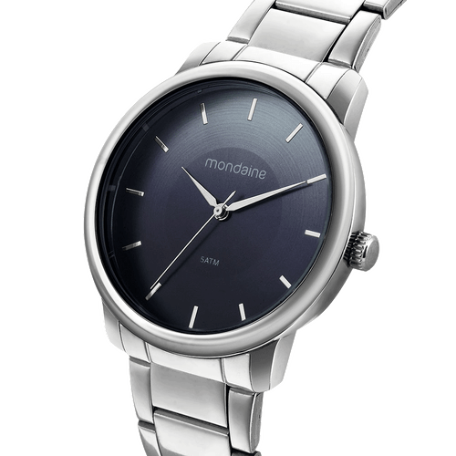 Relógio Feminino Visor Azul Degradê Prata