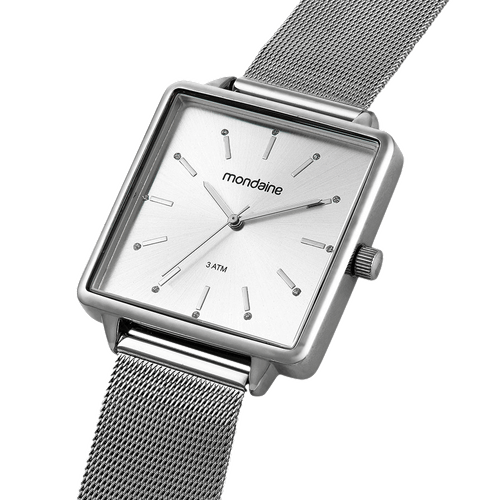 Relógio Feminino Quadrado Minimalista Prata