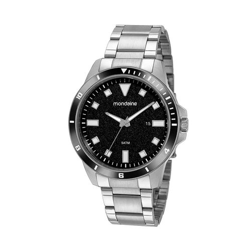 Relógio Masculino Calendário Prata