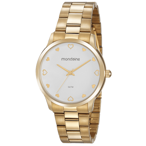 Relógio Feminino Mini Corações Dourado