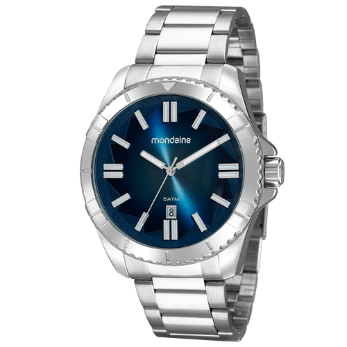 Relógio Masculino Visor Azul Prata