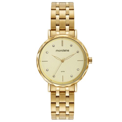 Relógio Feminino Mostrador Texturizado Dourado