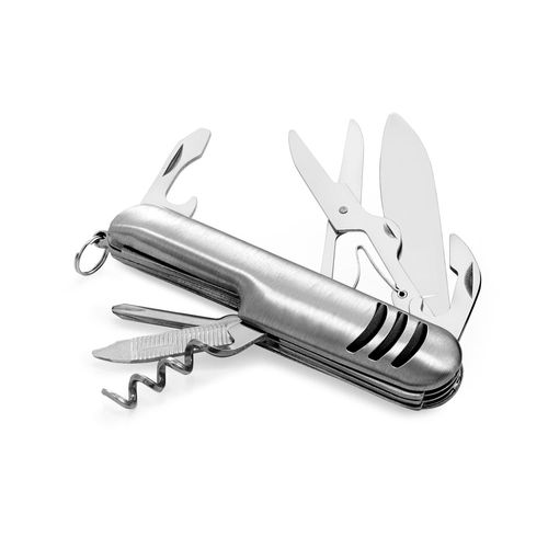 Kit Relógio Masculino Prata com Canivete