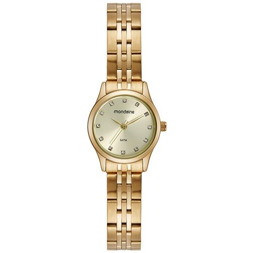 Relógio Feminino Clássico Cristais Dourado