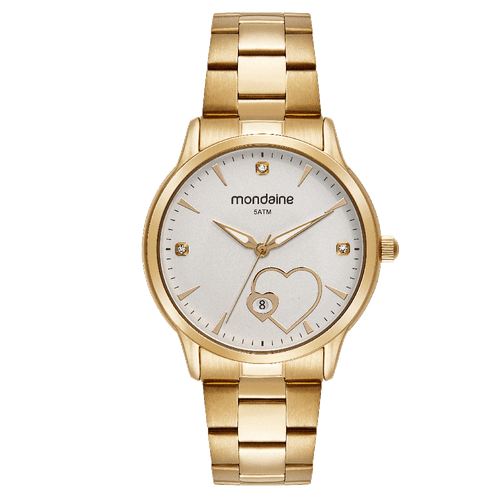 Relógio Feminino Coração Dourado